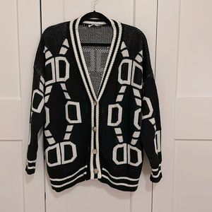 Cardigan knit Sweater - OS - black/beige